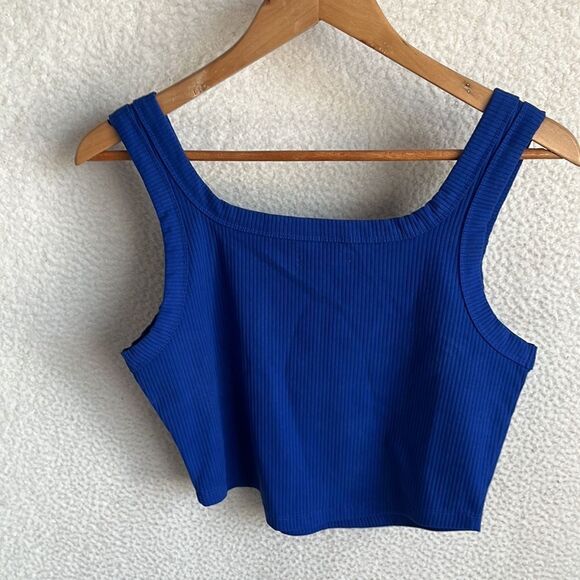 Madewell The Tailored Crop Tank in Sleekhold Size Large Pure Blue - Picture 8 of 10